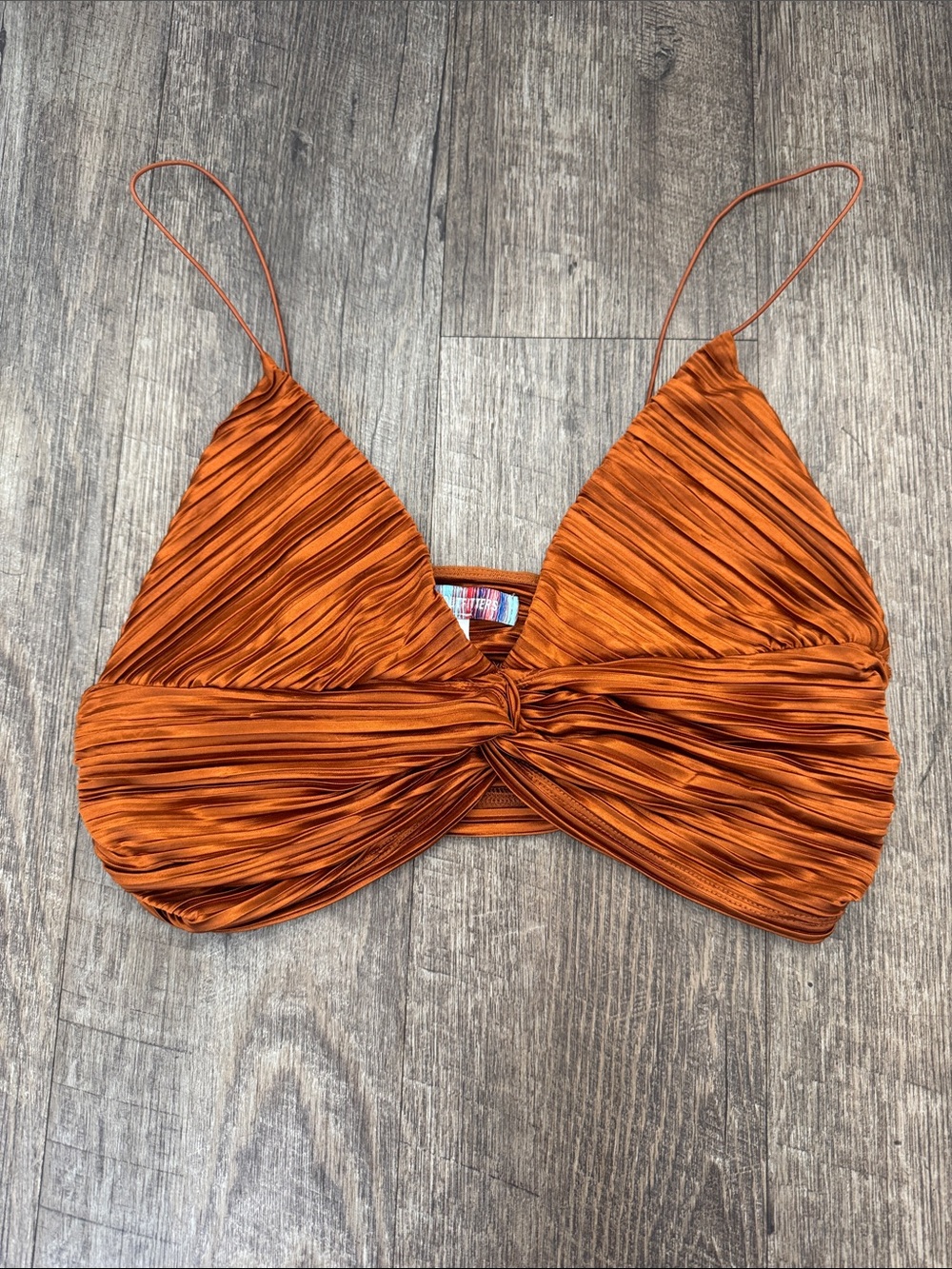 Urban Outfitters Rust Orange Pleated Twist Brami